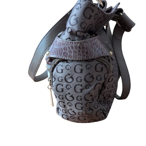 Vintage Gussachi Multi patterned Shoulder Bag in a leather&monogram canvas Purse - Picture 3 of 5